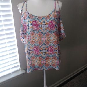 Pink Rose Cold Shoulder top Nwot